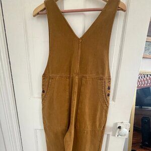 Alex Mill Ollie Overall in Golden Khaki Recycled Denim Belted Jumpsuit Size S